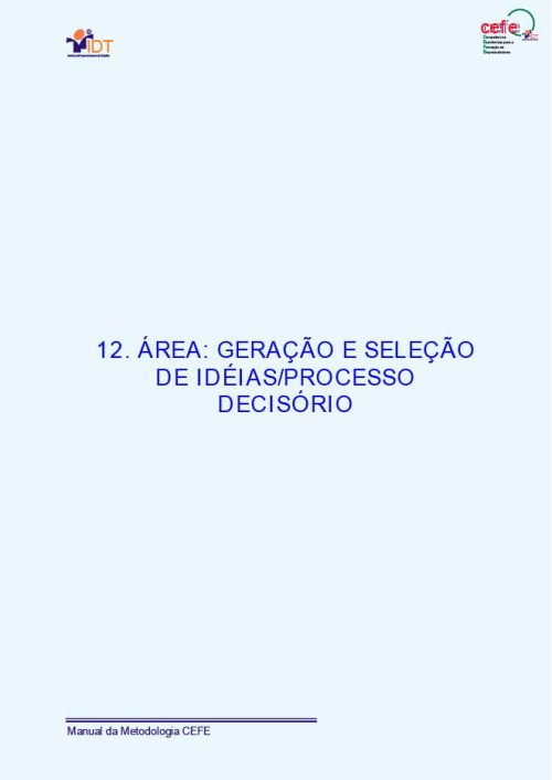 Manual CEFE Volume 2b - GERAÇÃO E SELEÇÃO DE IDEIAS / PROCESSO DECISÓRIO - 2004