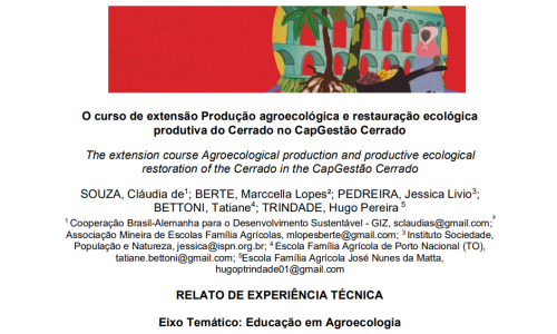 O curso de extensão Produção agroecológica e restauração ecológica  produtiva do Cerrado no CapGestão Cerrado